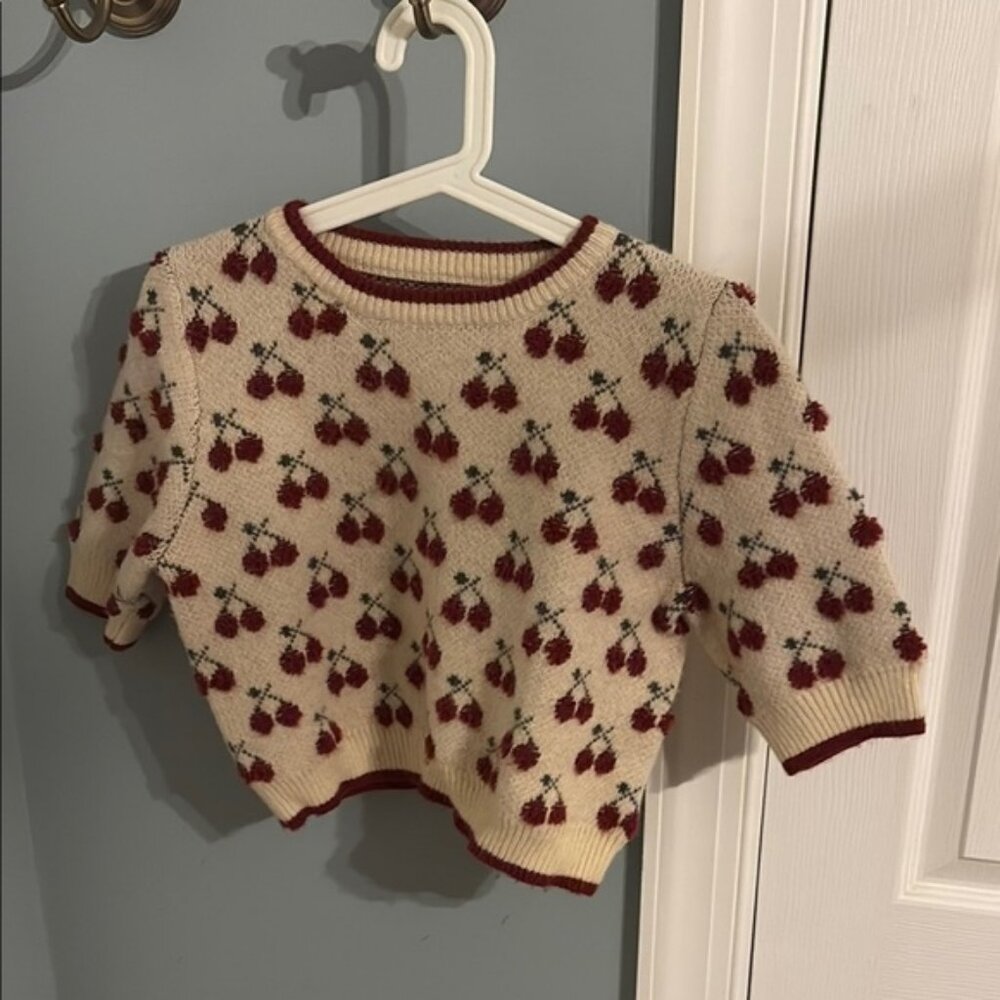 Cider Cherry Patterned Cream Sweater